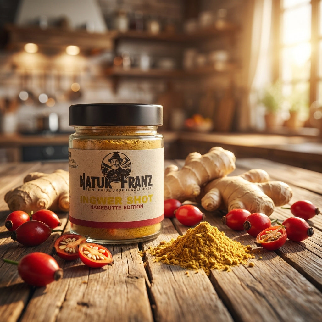 3er Bundle Ingwer Shot Hagebutte + 1 Shot Glas GRATIS