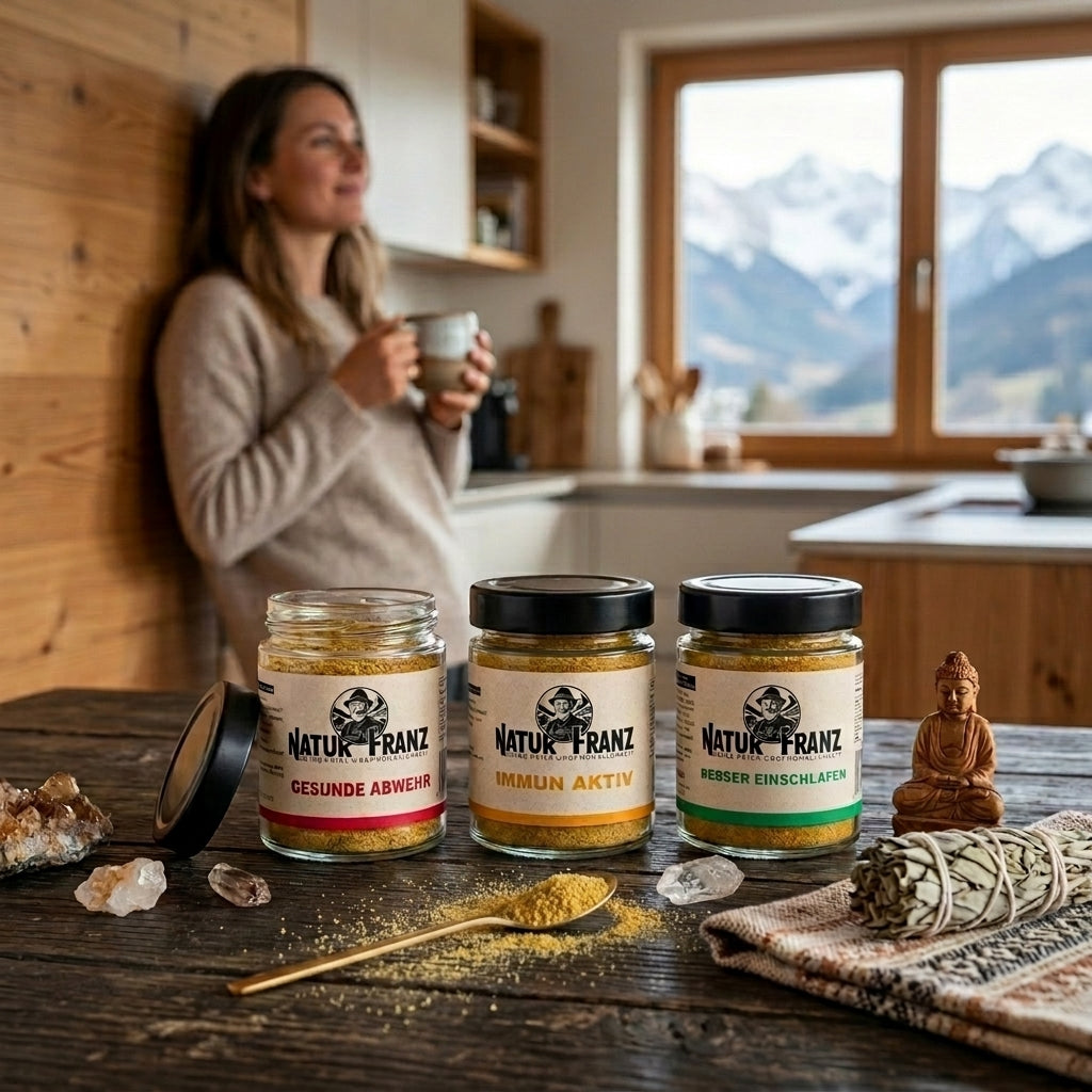 Natur Franz Aufmerksamkeits-Box Nr. 1 mit drei Ritual-Gläsern – Gesunde Abwehr, Immun aktiv und Besser einschlafen