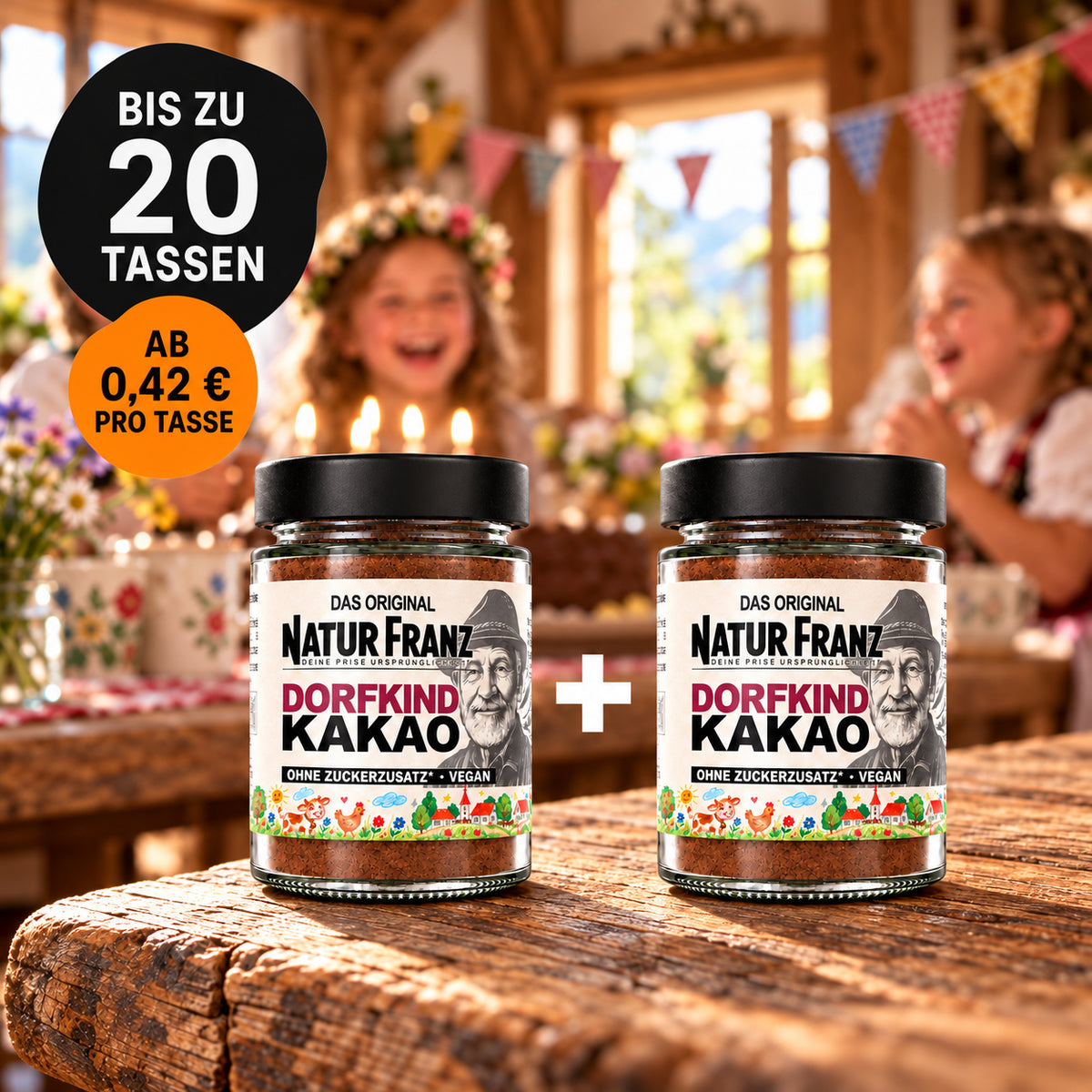 2x Dorfkind Kakao – Für kleine Schlawiner und große Kinder, vegan - ohne Zuckerzusatz