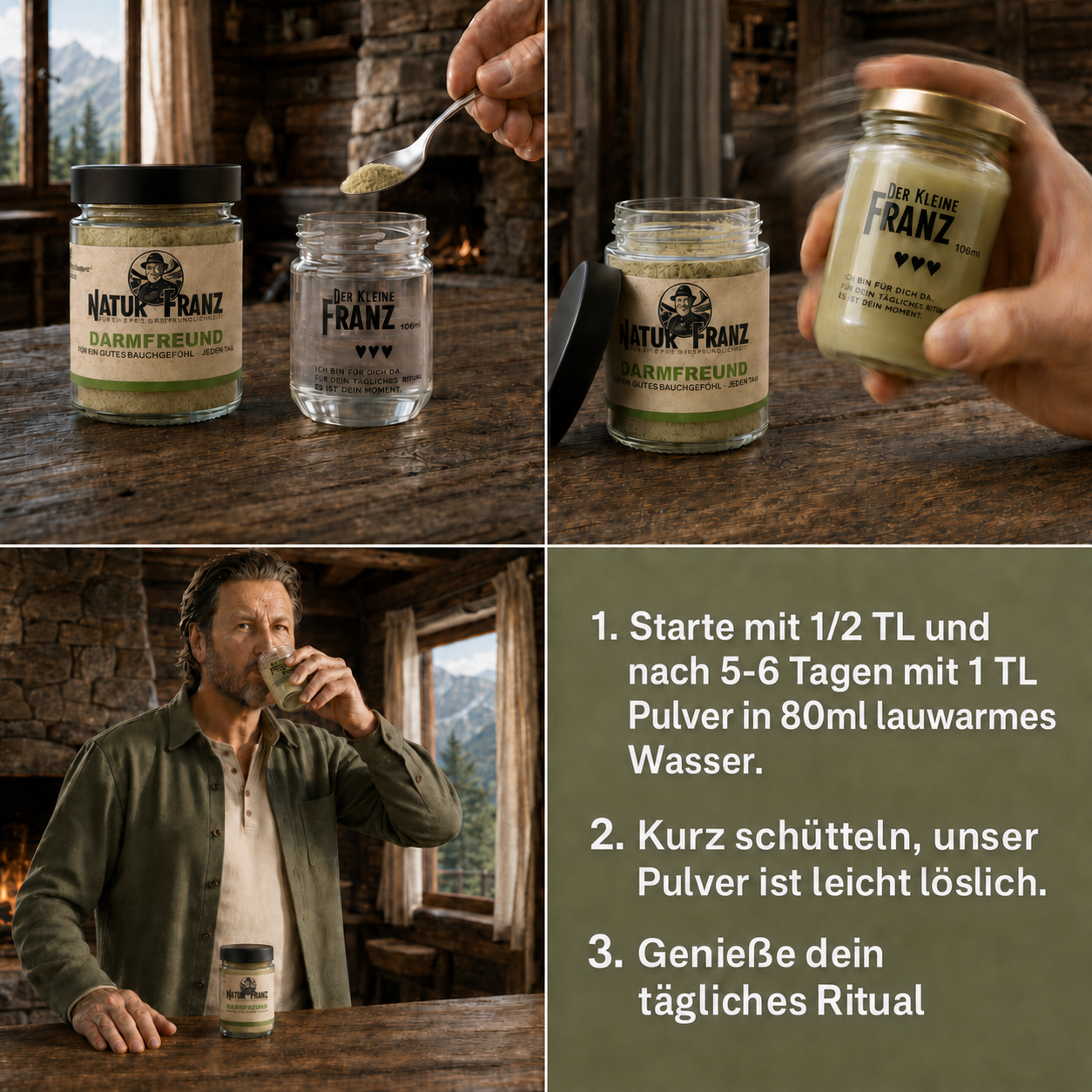Darmfreund: Kräuter-Pulver Shot zum natürlichen Aufbau der Darmflora – vegan & ohne Zucker