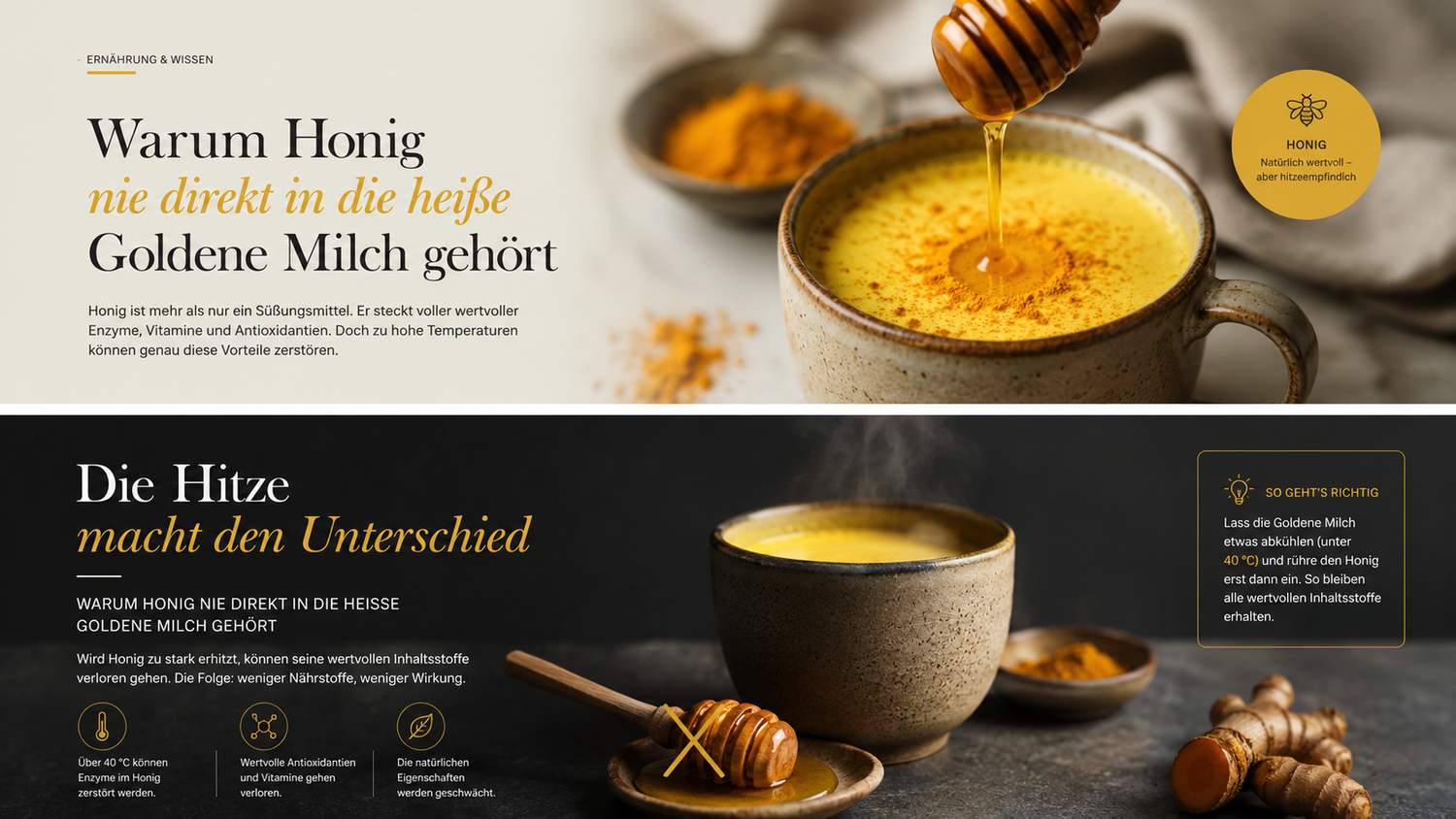 Warum Honig nie direkt in die heiße Goldene Milch gehört