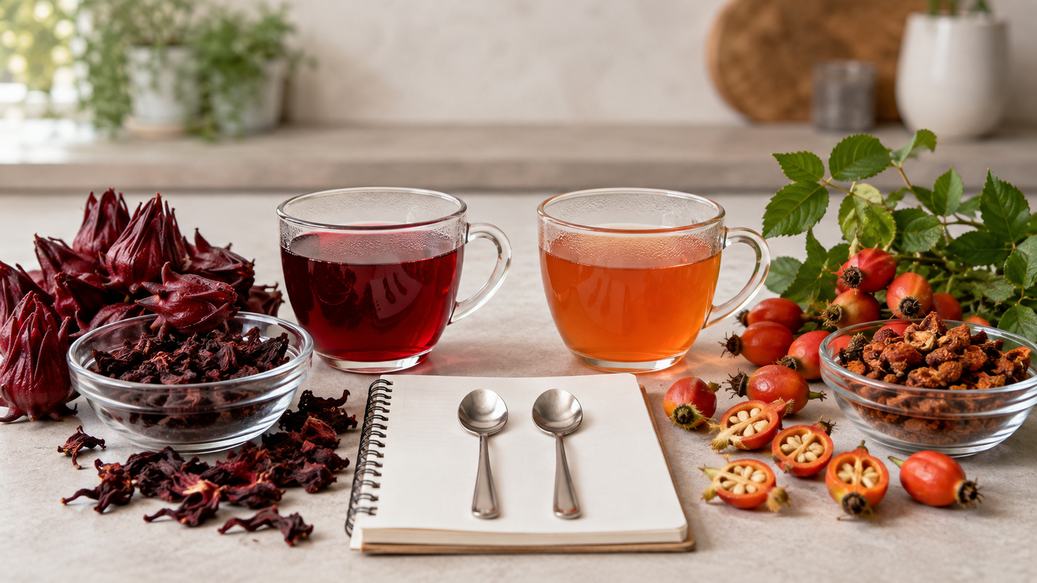 Zutaten unter der Lupe: Hibiskus vs. Hagebutte – Unterschied, Geschmack und Inhaltsstoffe