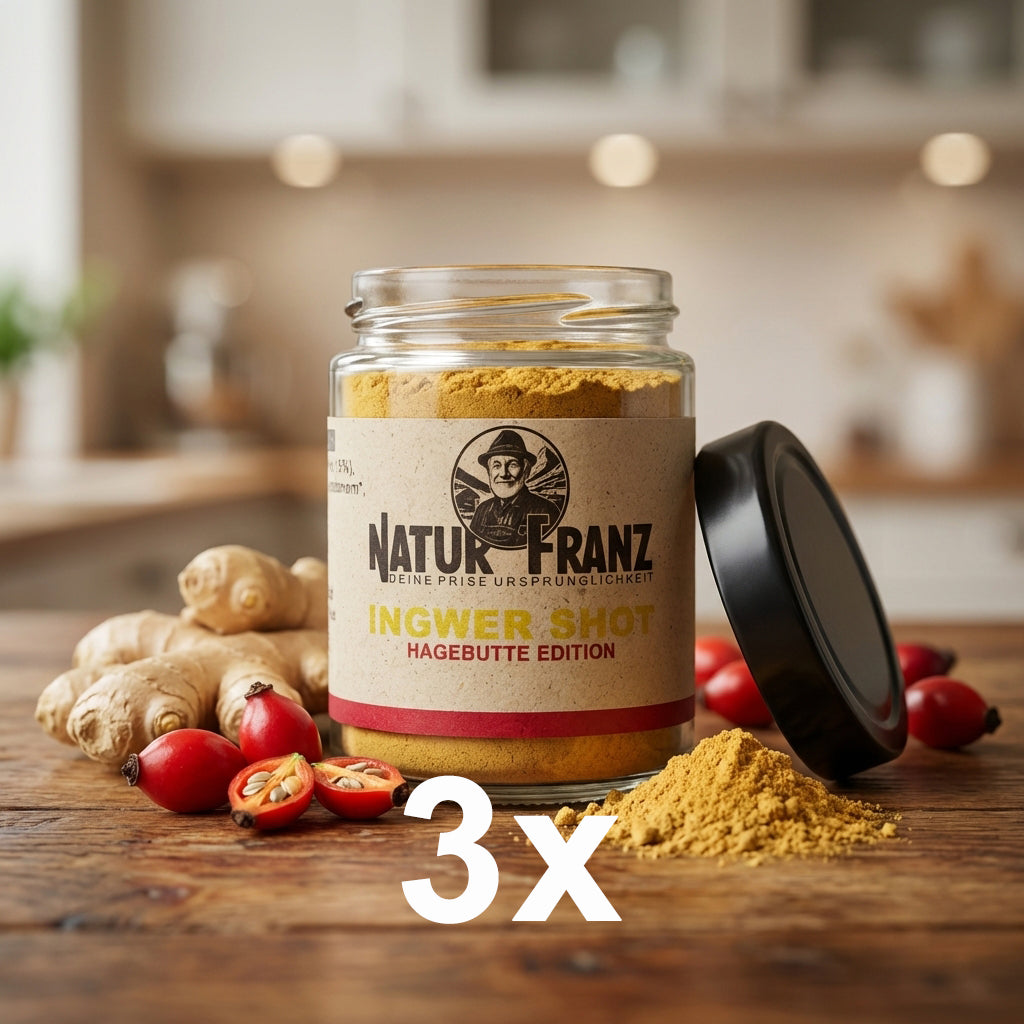 3er Bundle Ingwer Shot Hagebutte + 1 Shot Glas GRATIS