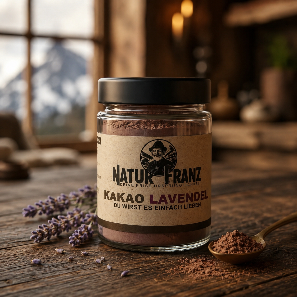 Frisch zubereitetes Kakao Ritual Lavendel von Natur Franz – warm und cremig in der Tasse
