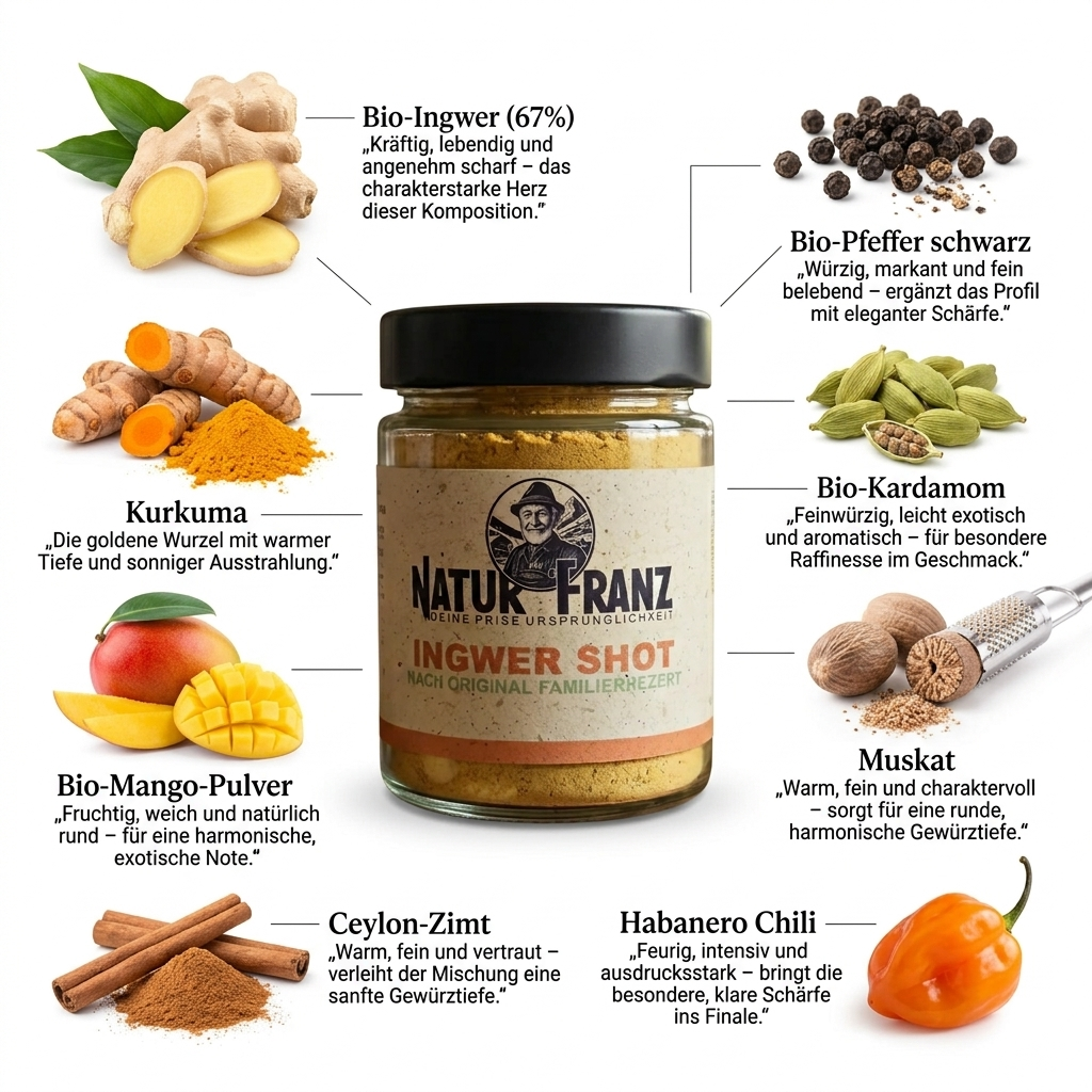 Ingwer Shot Mix mit Mango
