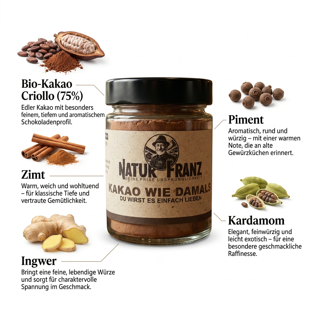 Kakao wie damals von Natur Franz mit Bio-Criollo Kakao