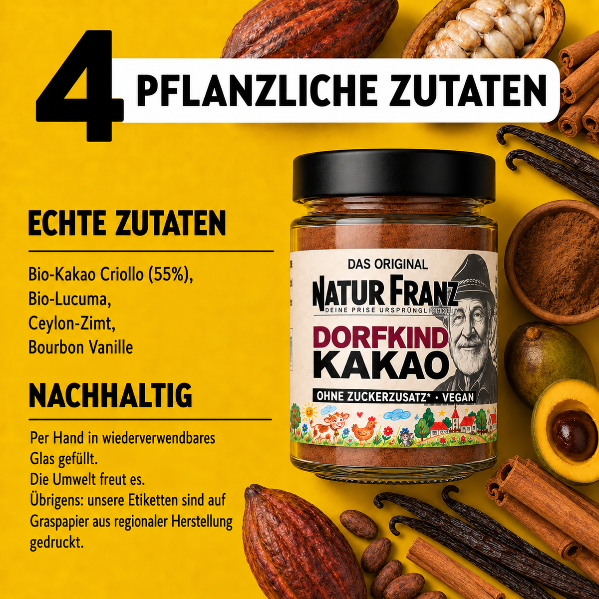 2x Dorfkind Kakao – Für kleine Schlawiner und große Kinder, vegan - ohne Zuckerzusatz