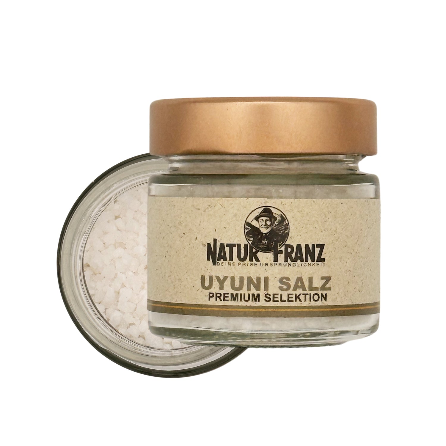 Natur Franz Uyuni Wüstensalz Sel Miroir grob im Glas – handgeschöpft und naturbelassen aus dem Salar de Uyuni in Bolivien