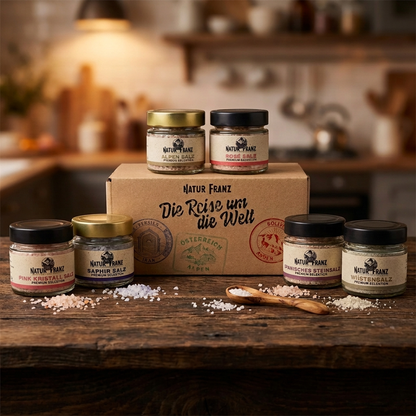 Reise um die Welt - Box. Kollektion reiner ursprünglicher Salze