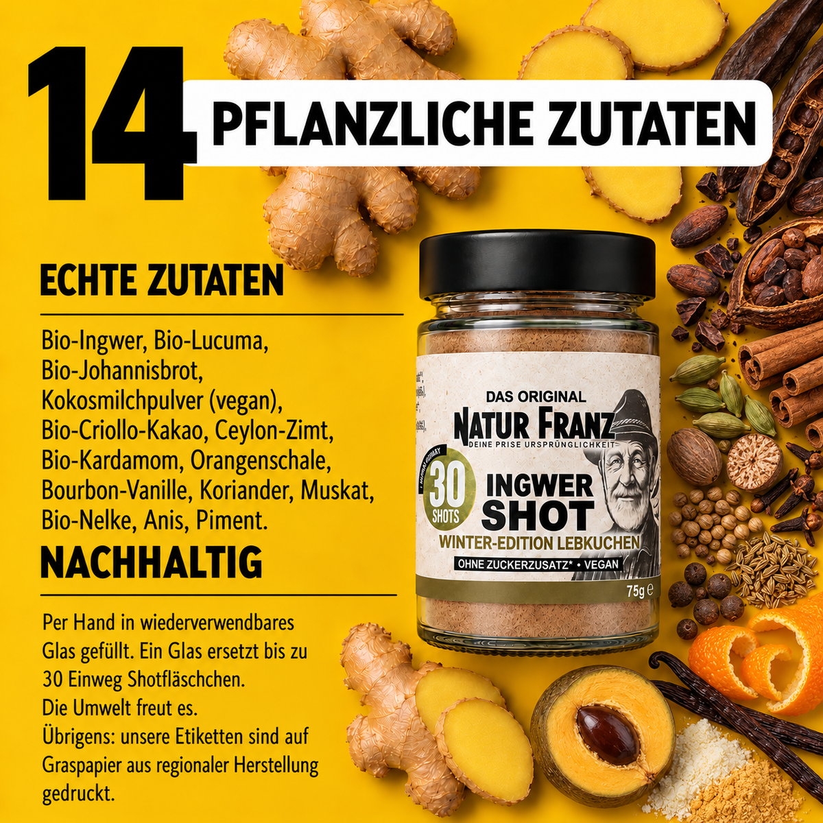 2x Ingwer Shot Winter-Edition Lebkuchen