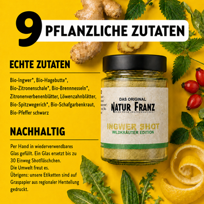 2x Ingwer Wildkräuter Shot - alpines Kräuterwissen, vegan &amp; ohne Zucker