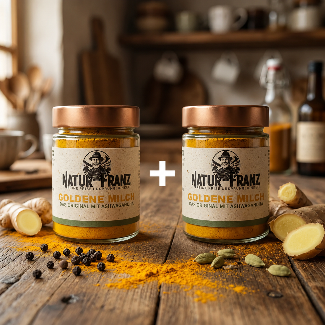 2x Goldene Milch – Das Original von Natur Franz: Mit Bio-Kurkuma &amp; Ashwagandha – vegan &amp; ohne Zucker