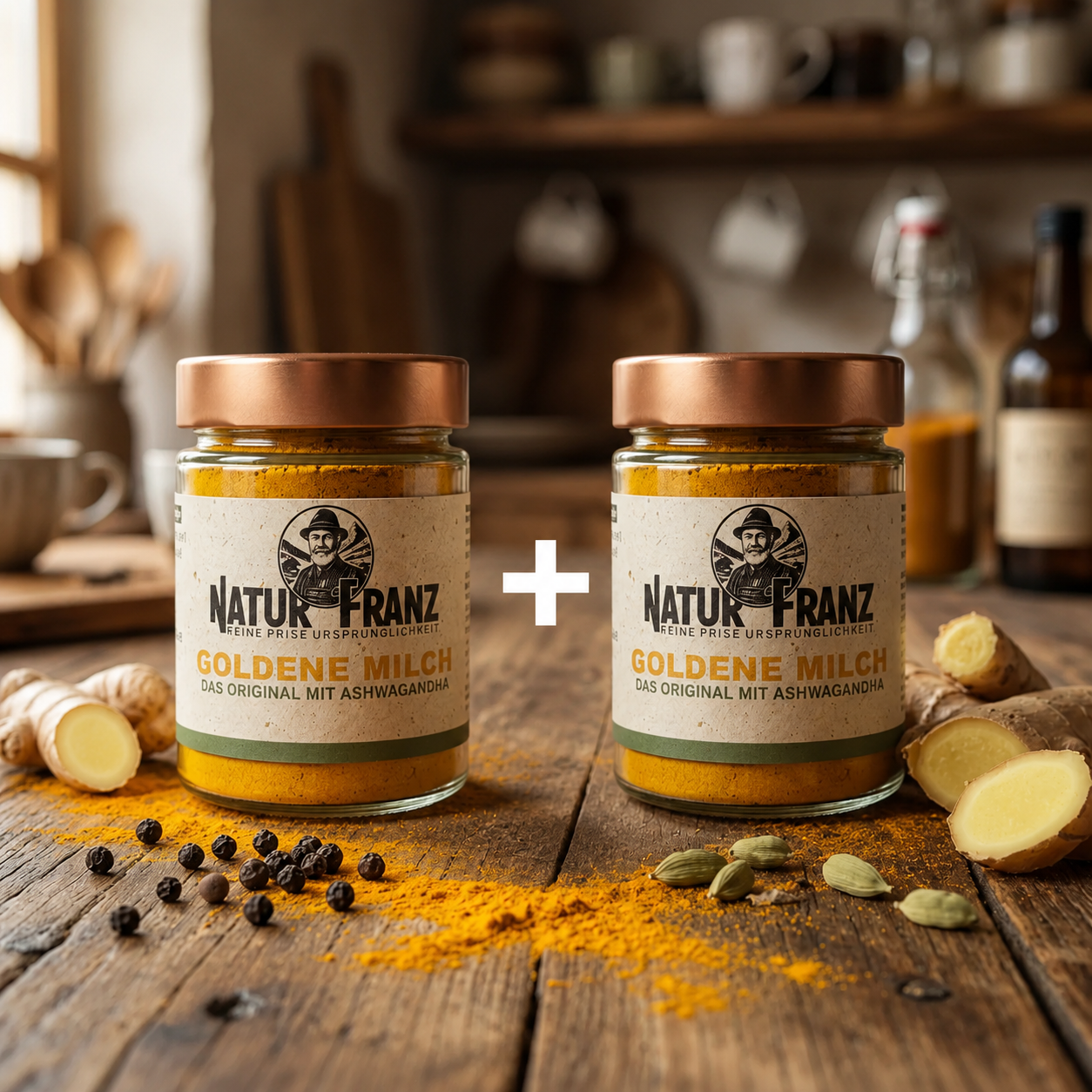 2x Goldene Milch – Das Original von Natur Franz: Mit Bio-Kurkuma &amp; Ashwagandha – vegan &amp; ohne Zucker