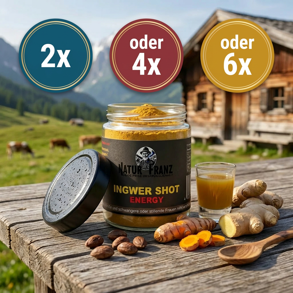 2x Ingwer Shot Energy: Natürlicher Koffein-Kick aus Bio-Ingwer &amp; Kolanuss – ohne Zucker