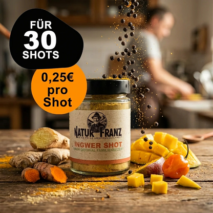 Ingwer Shot Pulver: Bio-Ingwer mit Mango, Kurkuma &amp; Chili – ohne Zucker, selbst zubereiten