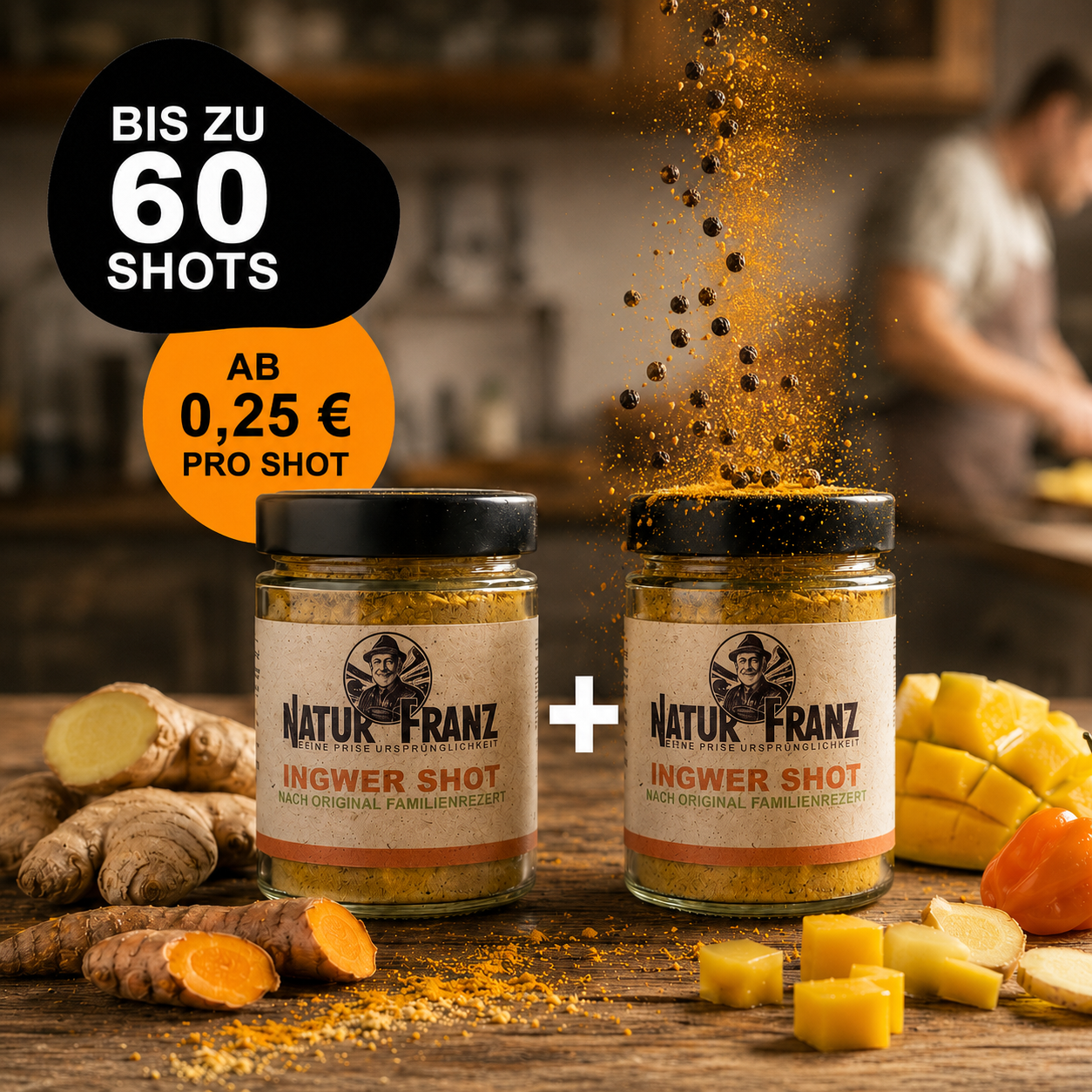 Ingwer Shot Mango von Natur Franz – der tropische Sommer-Shot