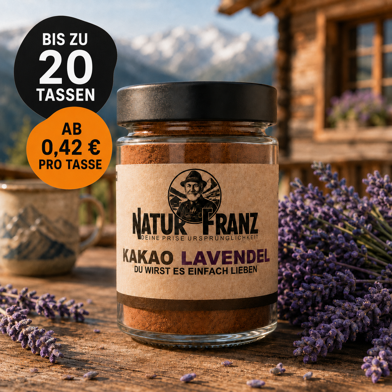 Kakao Ritual Lavendel: Bio-Criollo Kakao mit Lavendelblüten &amp; Bio-Reishi – vegan &amp; ohne Zucker