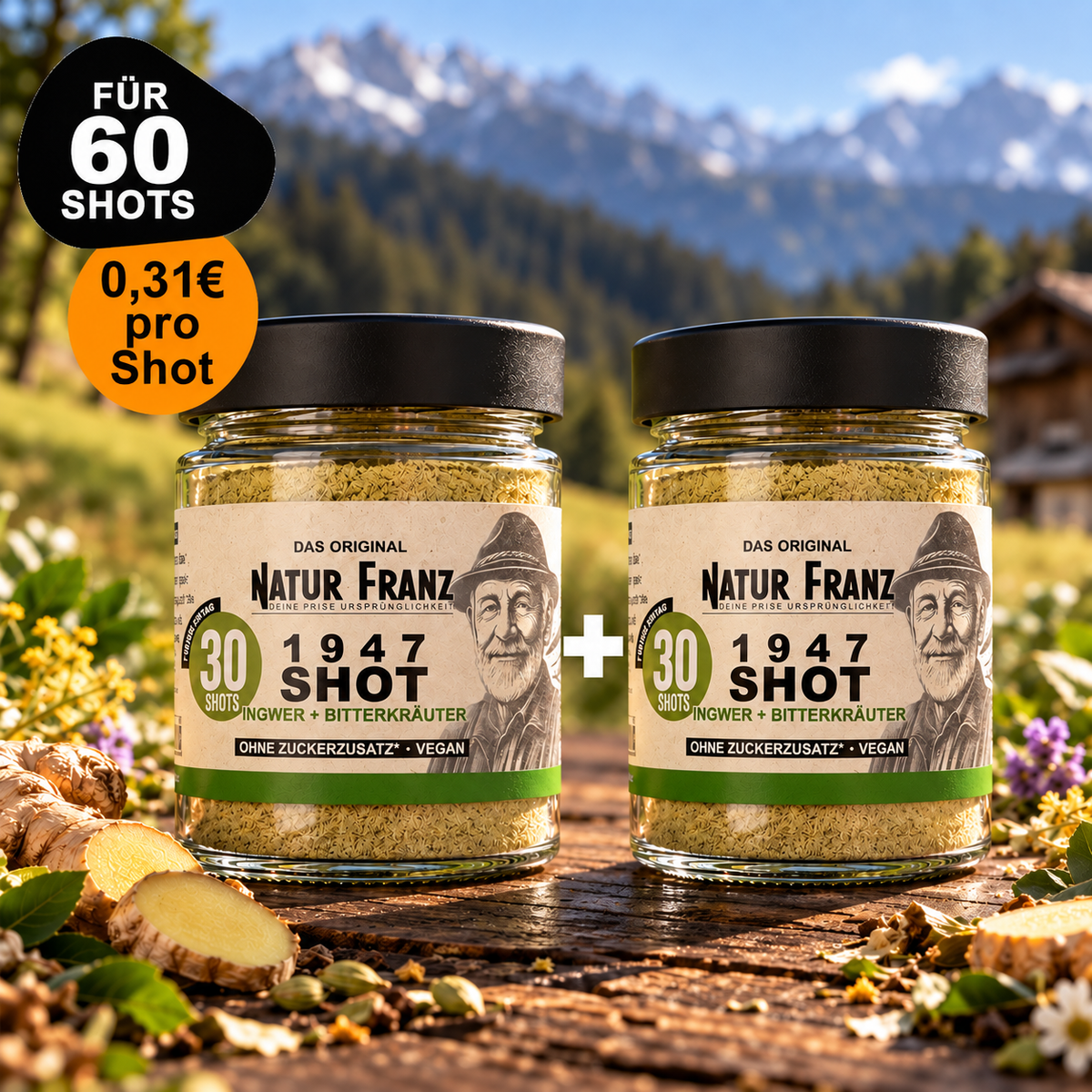 1947 Ur-Shot mit Ingwer + Bitterkräutern – ursprüngliche Kräuterkraft für dein tägliches Ritual - vegan