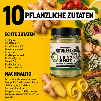 1947 Ur-Shot mit Ingwer + Bitterkräutern – ursprüngliche Kräuterkraft für dein tägliches Ritual - vegan