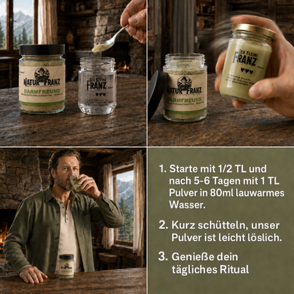 Darmfreund: Kräuter-Pulver Shot zum natürlichen Aufbau der Darmflora – vegan &amp; ohne Zucker