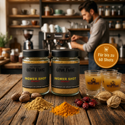 2x Ingwer Shot Energy: Natürlicher Koffein-Kick aus Bio-Ingwer &amp; Kolanuss – ohne Zucker