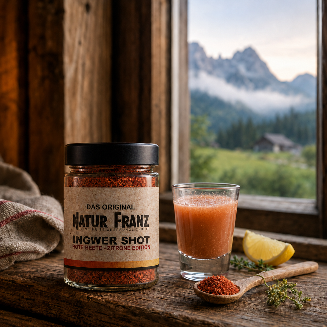 2x Ingwer Shot Rote Beete-Zitrone – erdige Kraft, wärmende Frische &amp; Bio-Ingwer
