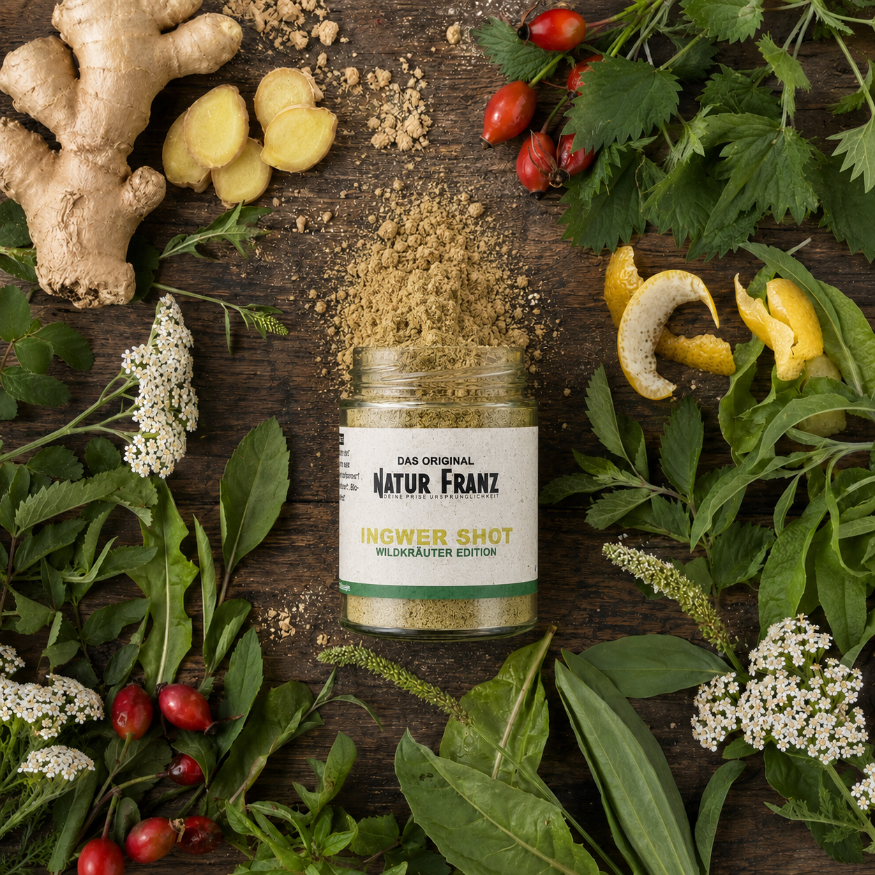 2x Ingwer Wildkräuter Shot - alpines Kräuterwissen, vegan &amp; ohne Zucker